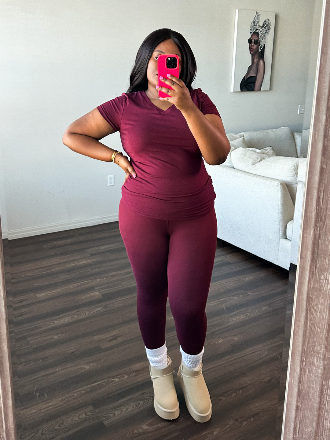 Let's Stay In Legging Set (Wine) - Eb and Flo